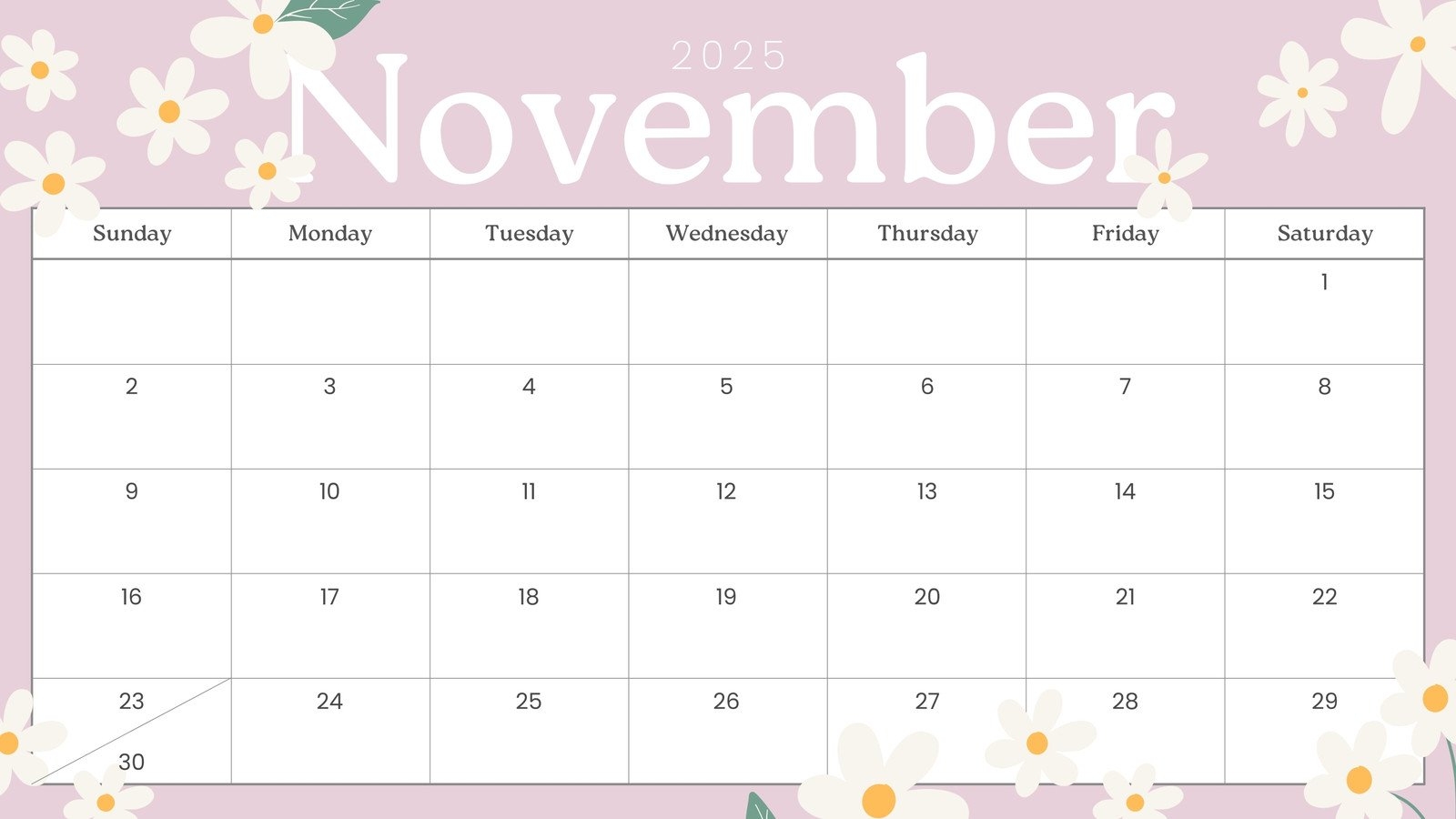 Calendar Template November 2025
