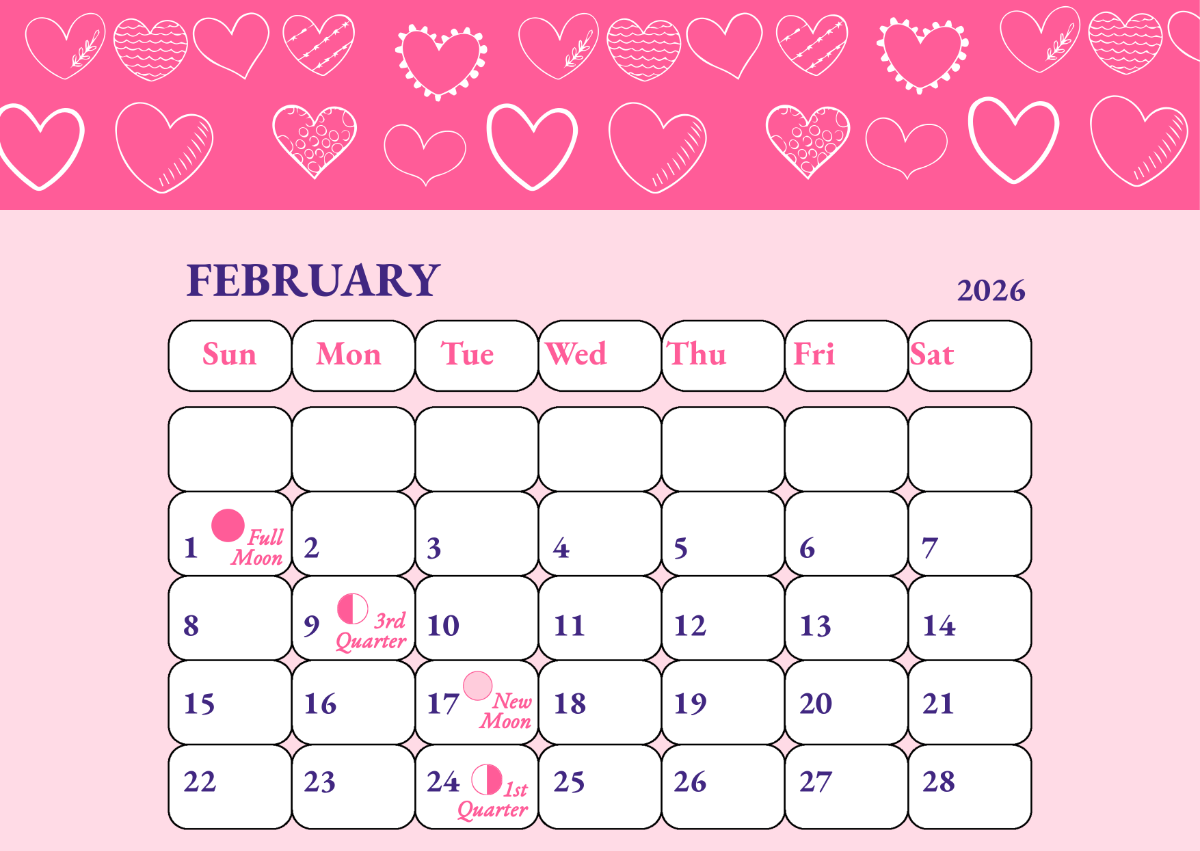 Free February 2026 Paper Trail Calendar Template To Edit Online