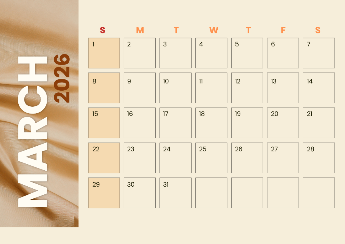 Free March 2026 Calendar Templates Editable And Printable