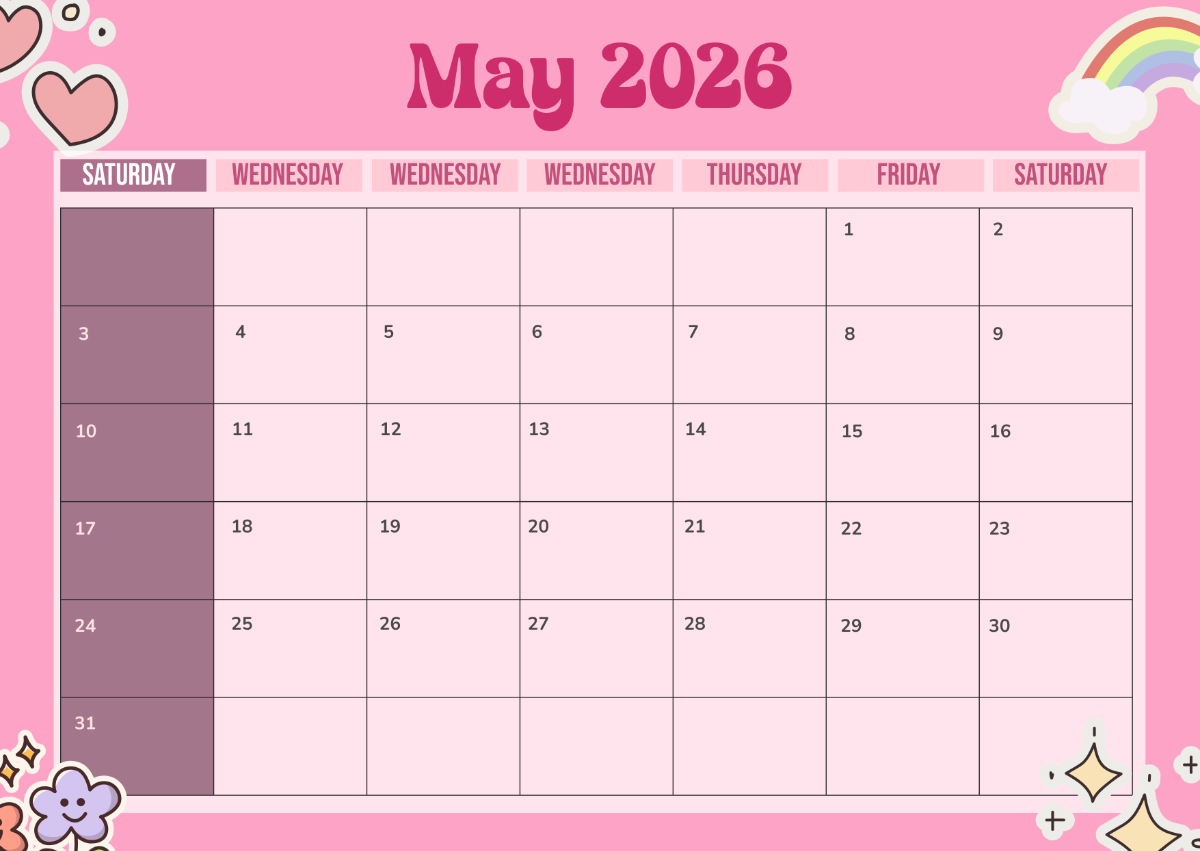 Cute May 2026 Calendar