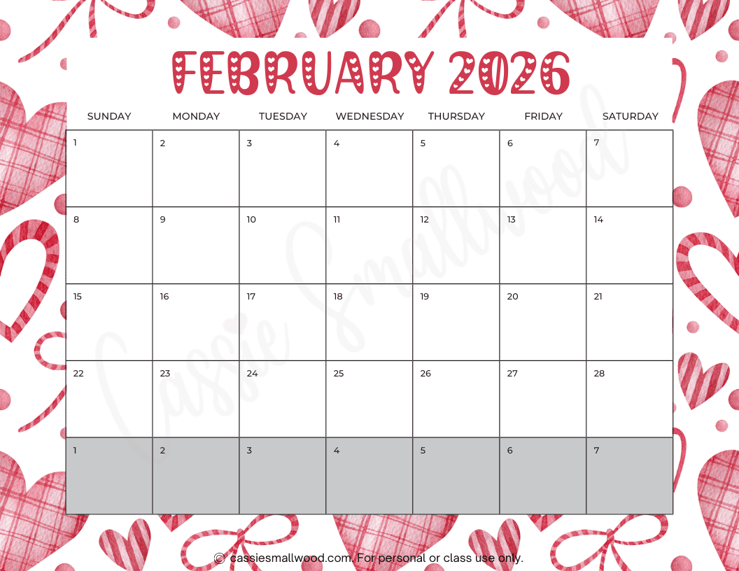 February 2026 Calendar Printable