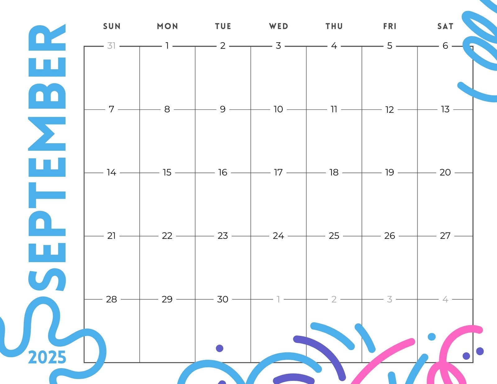 Free September 2025 Printable Calendar