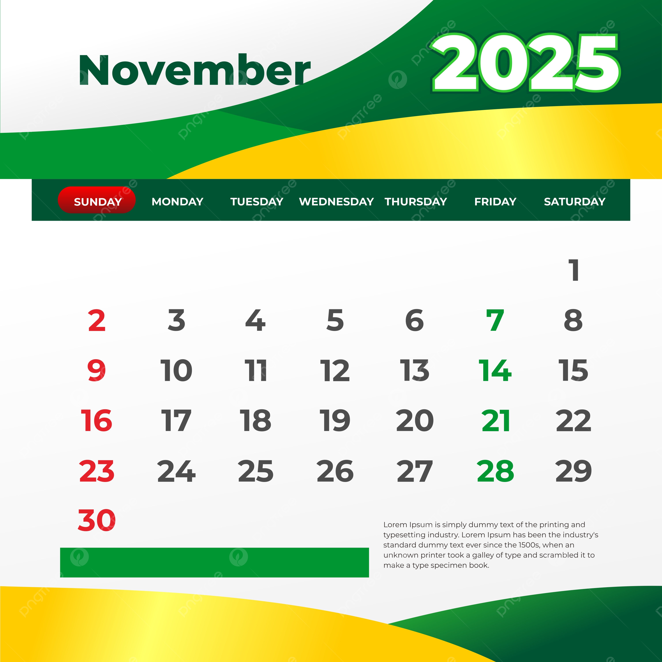 Editable November 2025 Calendar