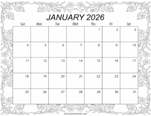 Blank Calendar January 2026