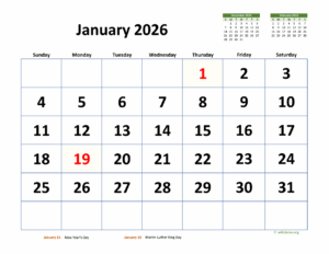 7 January 2026 Calendar
