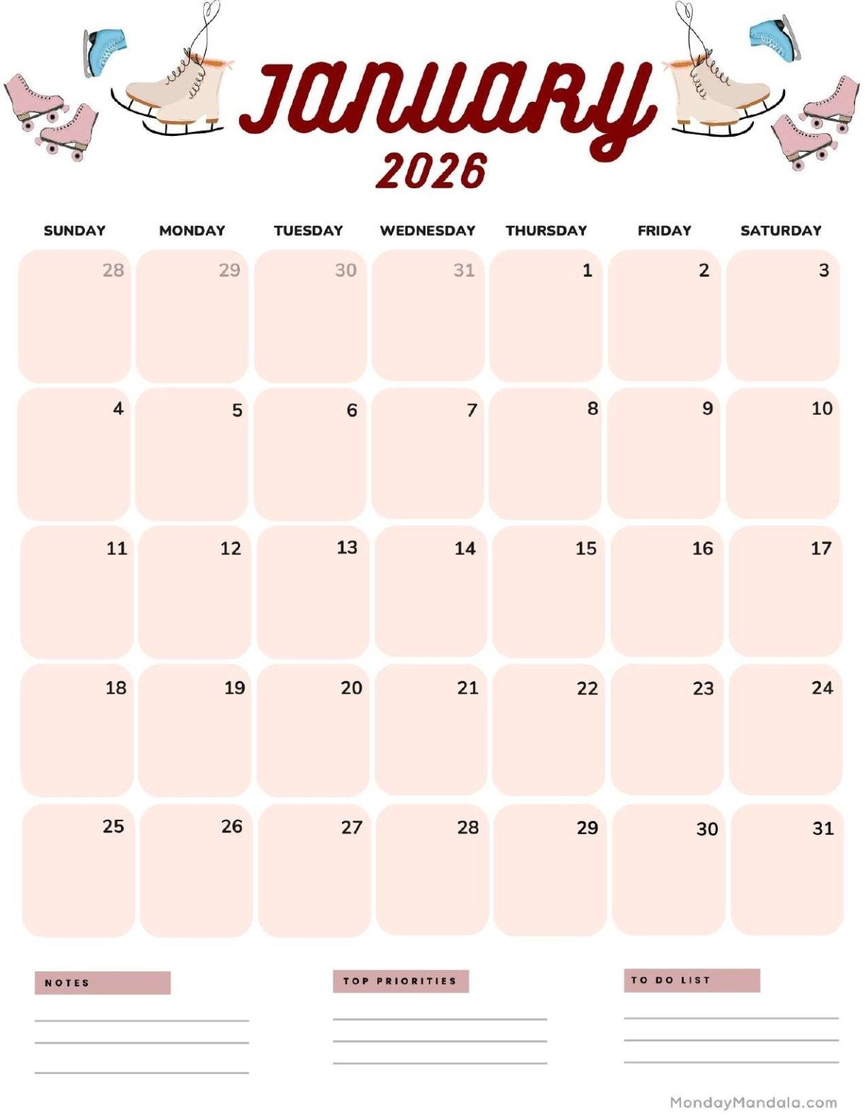 Chinese Calendar January 2026
