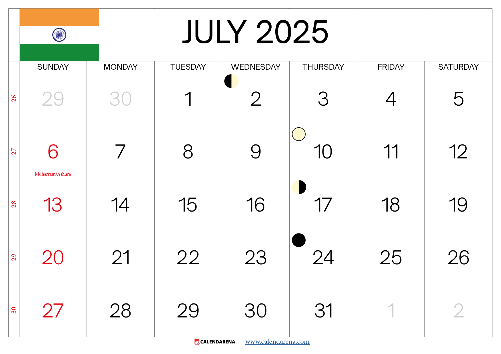 Calendar Of July 2025