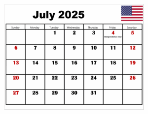 July 2025 Calendar With Holidays