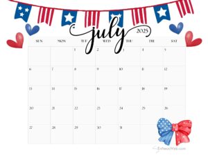 July 2025 Calendar Cute