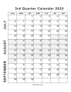July August September 2025 Calendar