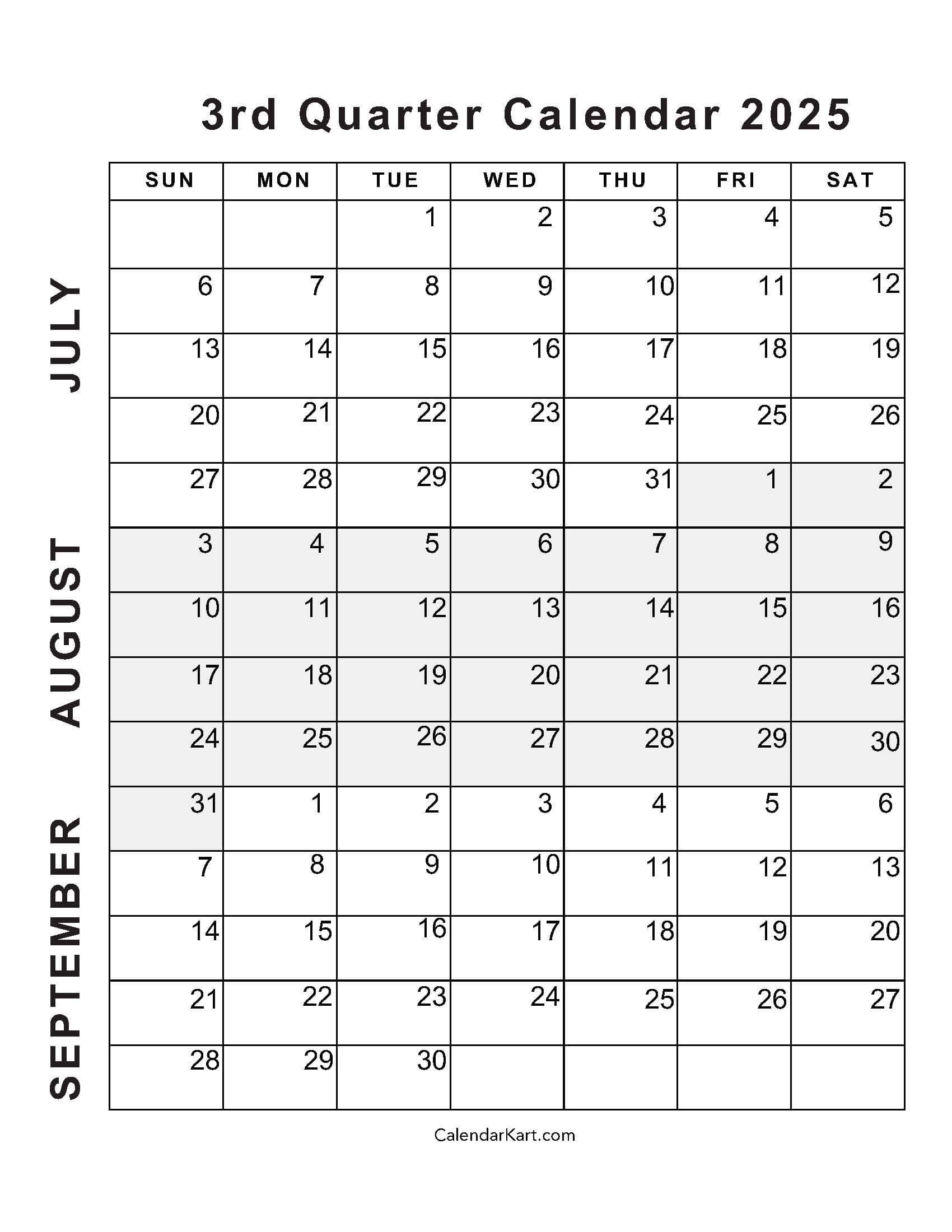 Calendar June - September 2025