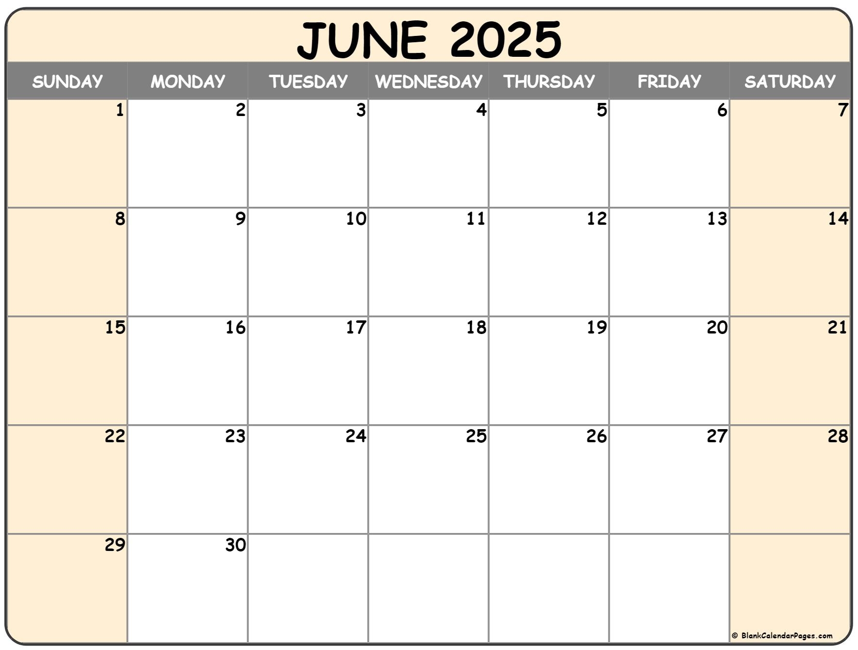 June-September 2025 Calendar