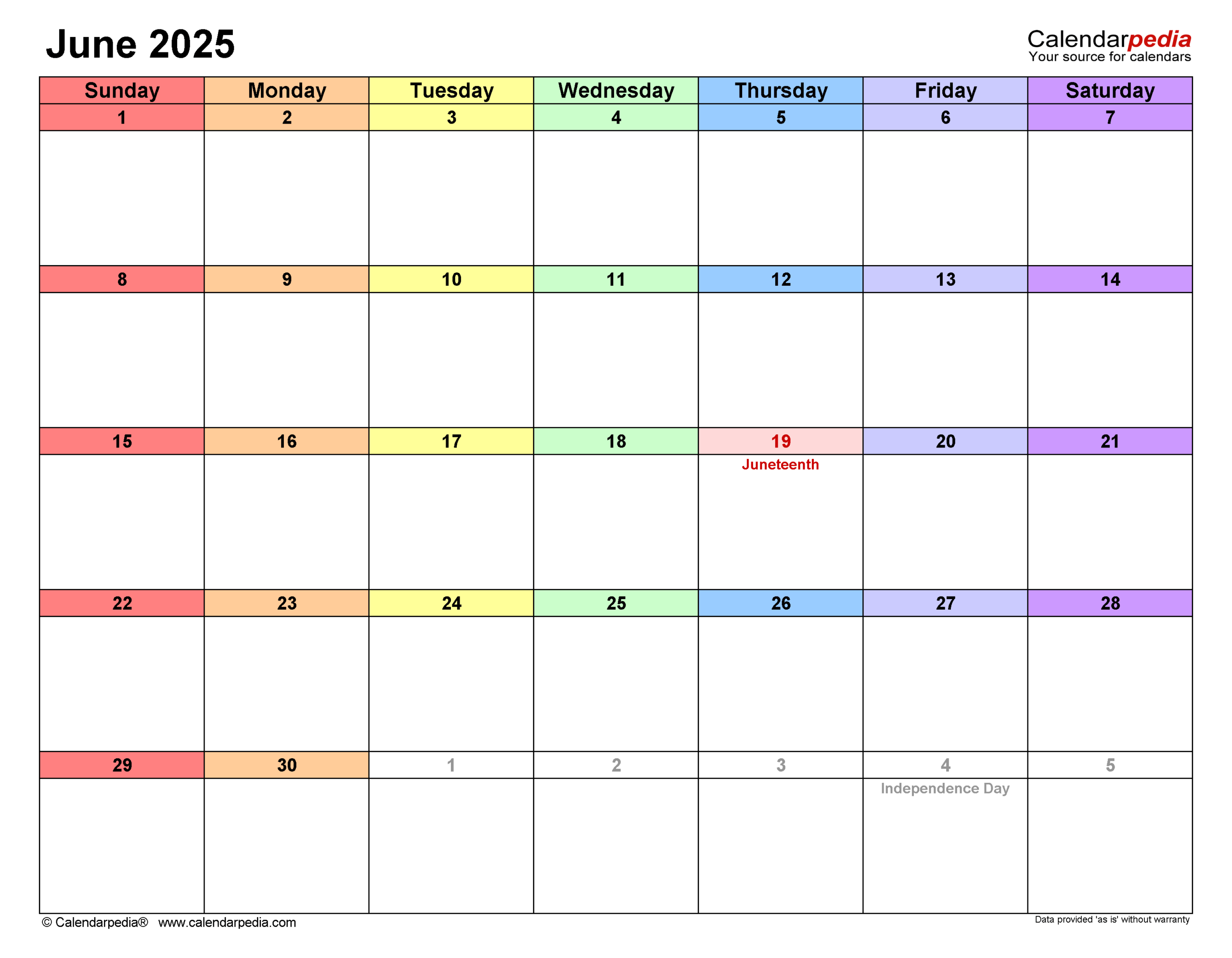 June July August 2025 Calendar Editable