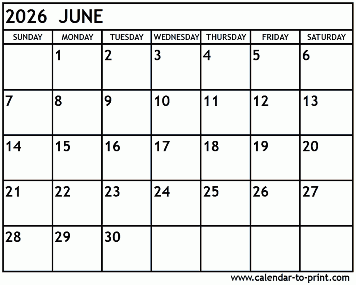 June 2026 To May 2026 Calendar