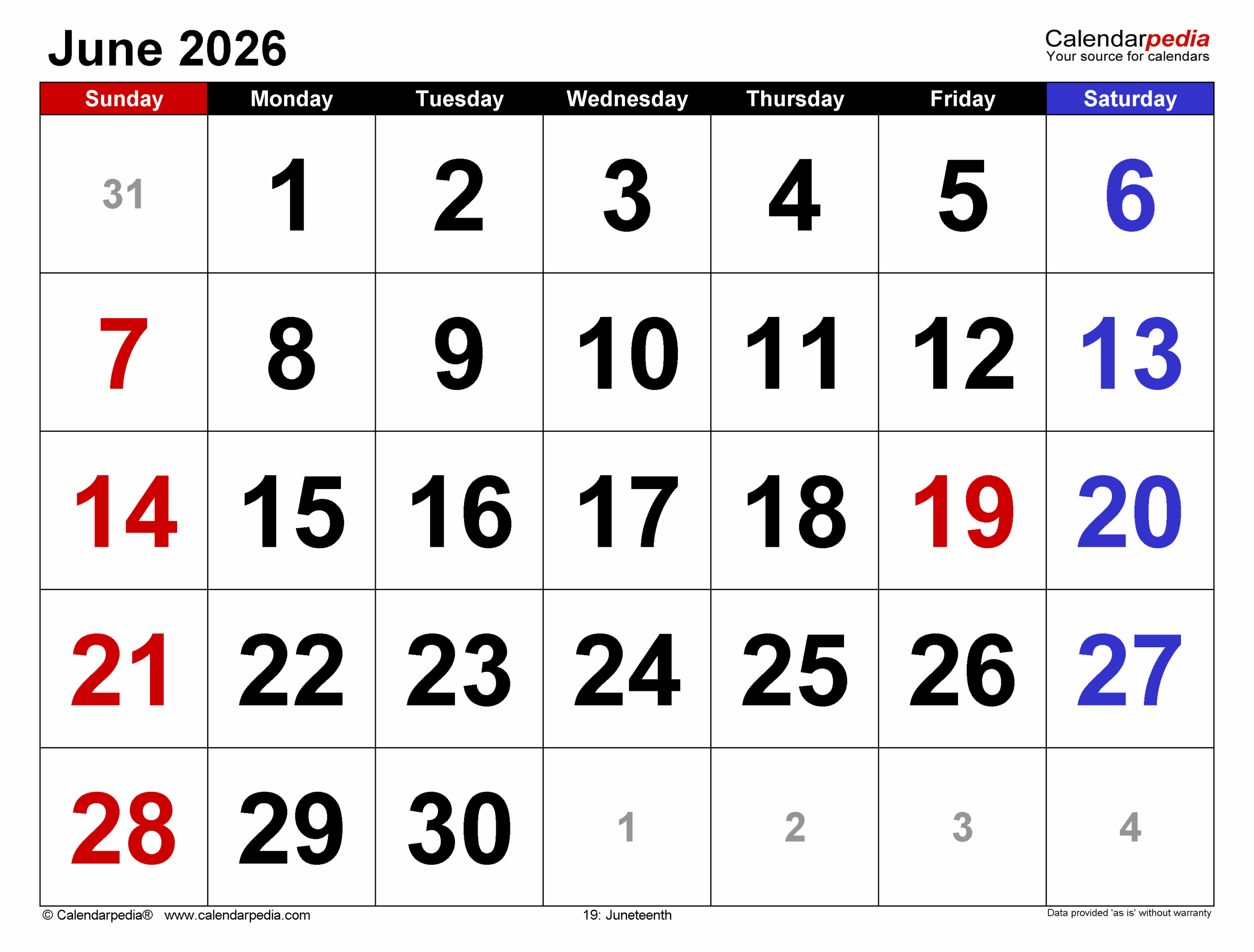 Calendar Large May And June 2026 Editable