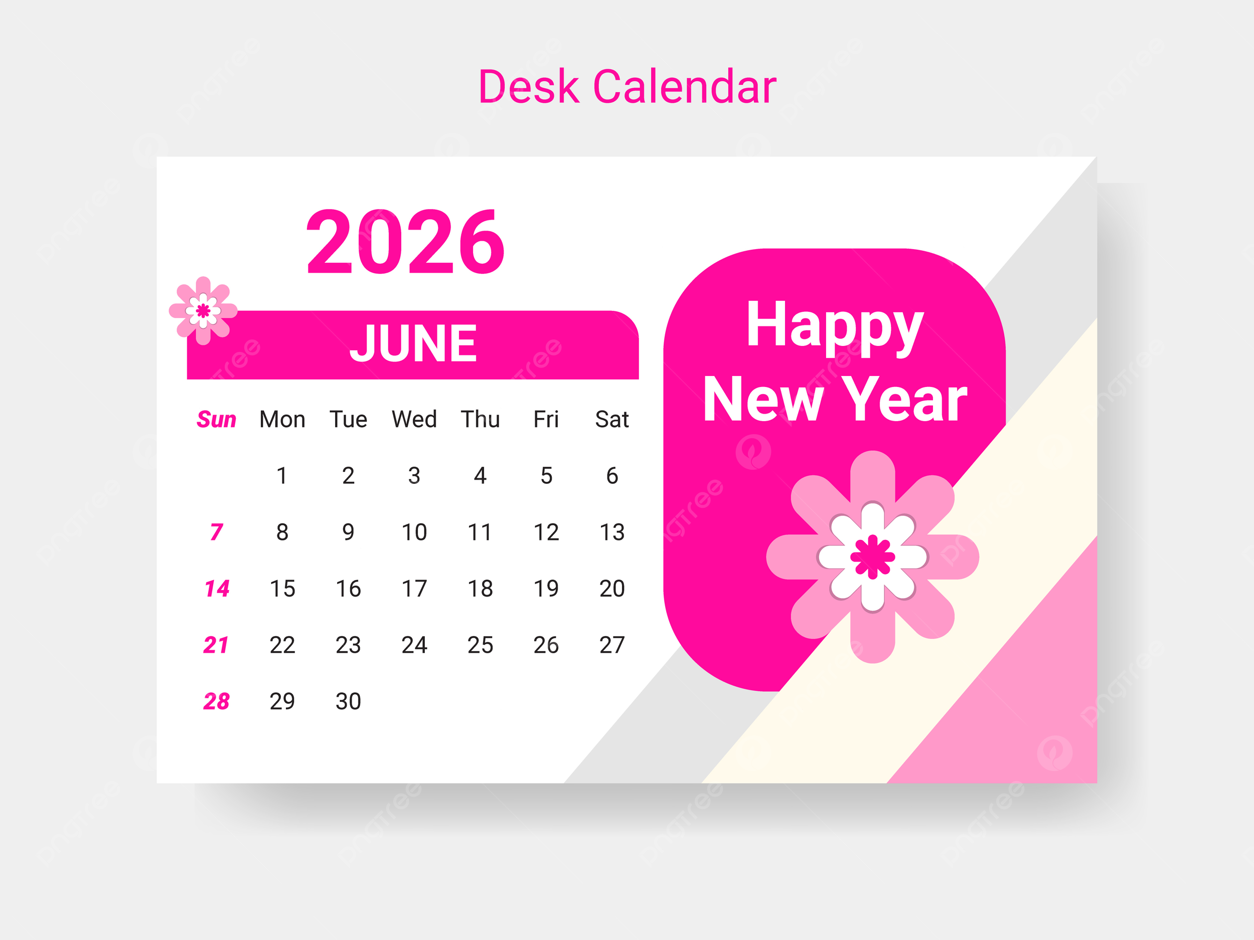 June 2026 Monthly Calendar Vector Template Download On Pngtree