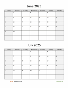 June To July 2025 Calendar