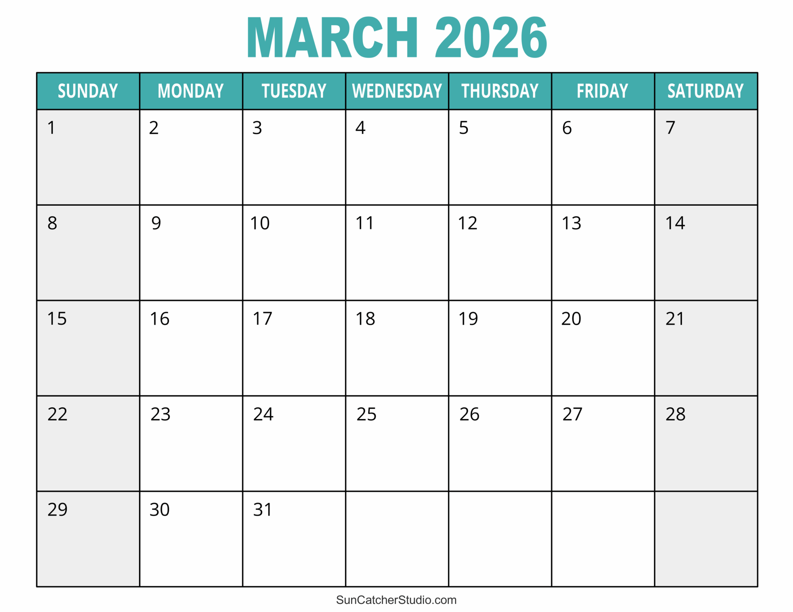 March 2026 Calendar Printabulls