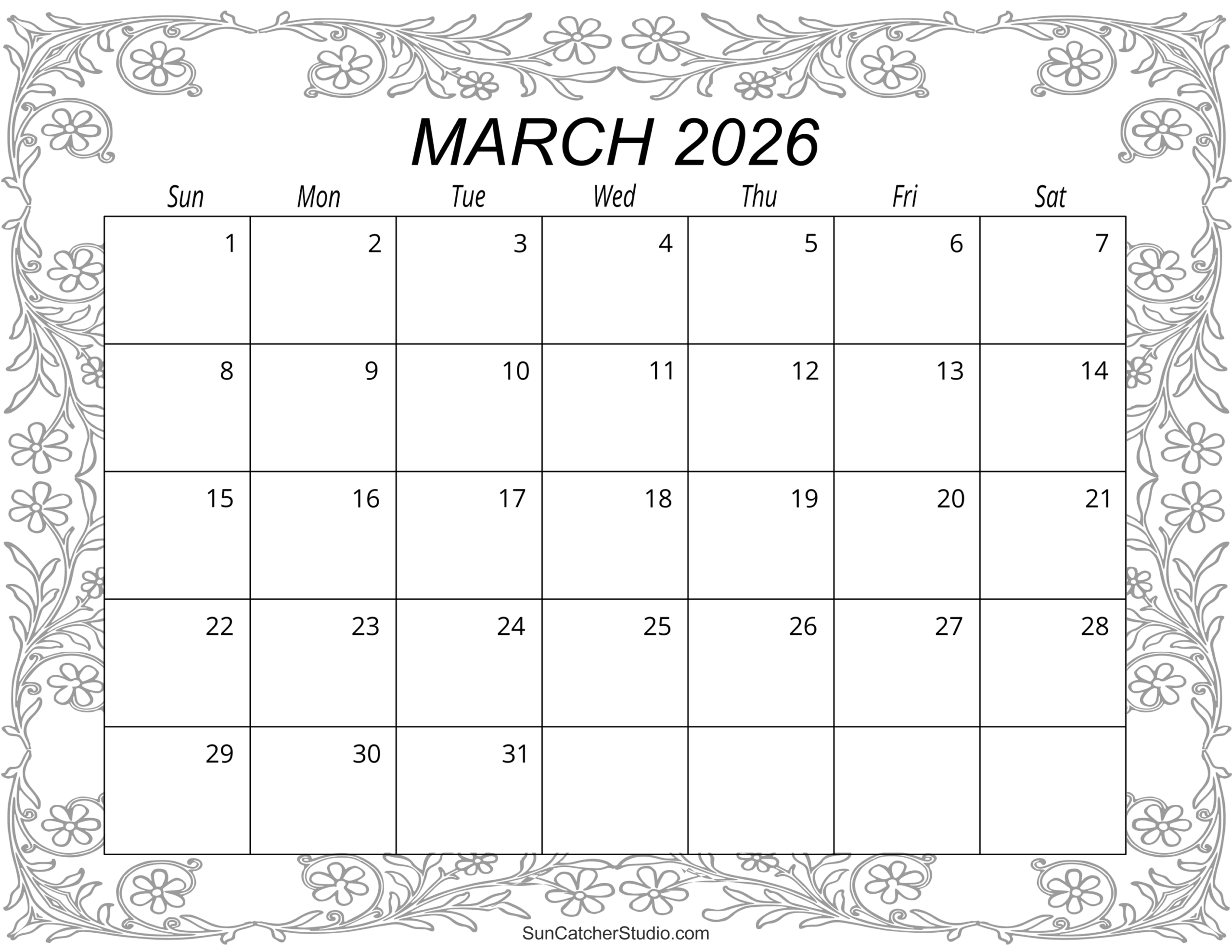 Free March 2026 Calendar Printable