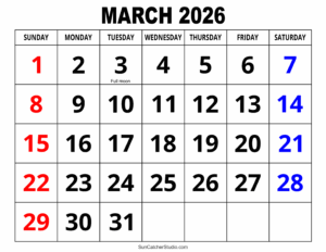 The Calendar For March 2026
