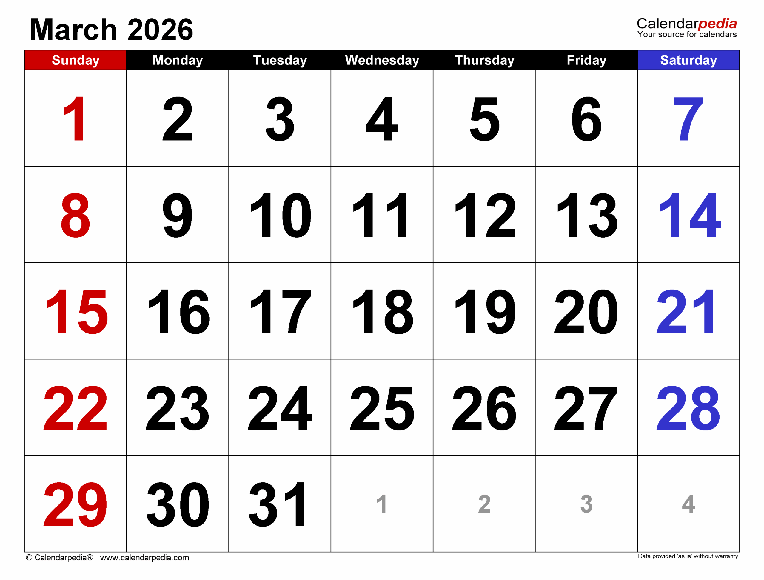 March 2026 Desktop Calendar