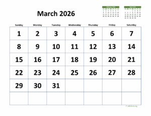 Calendar Of March 2026