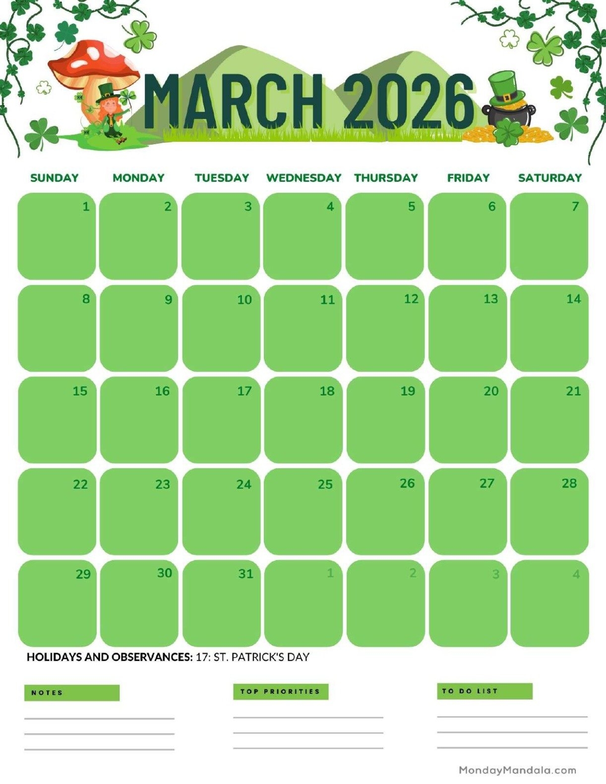 March 2026 Calendars Free PDF Printables