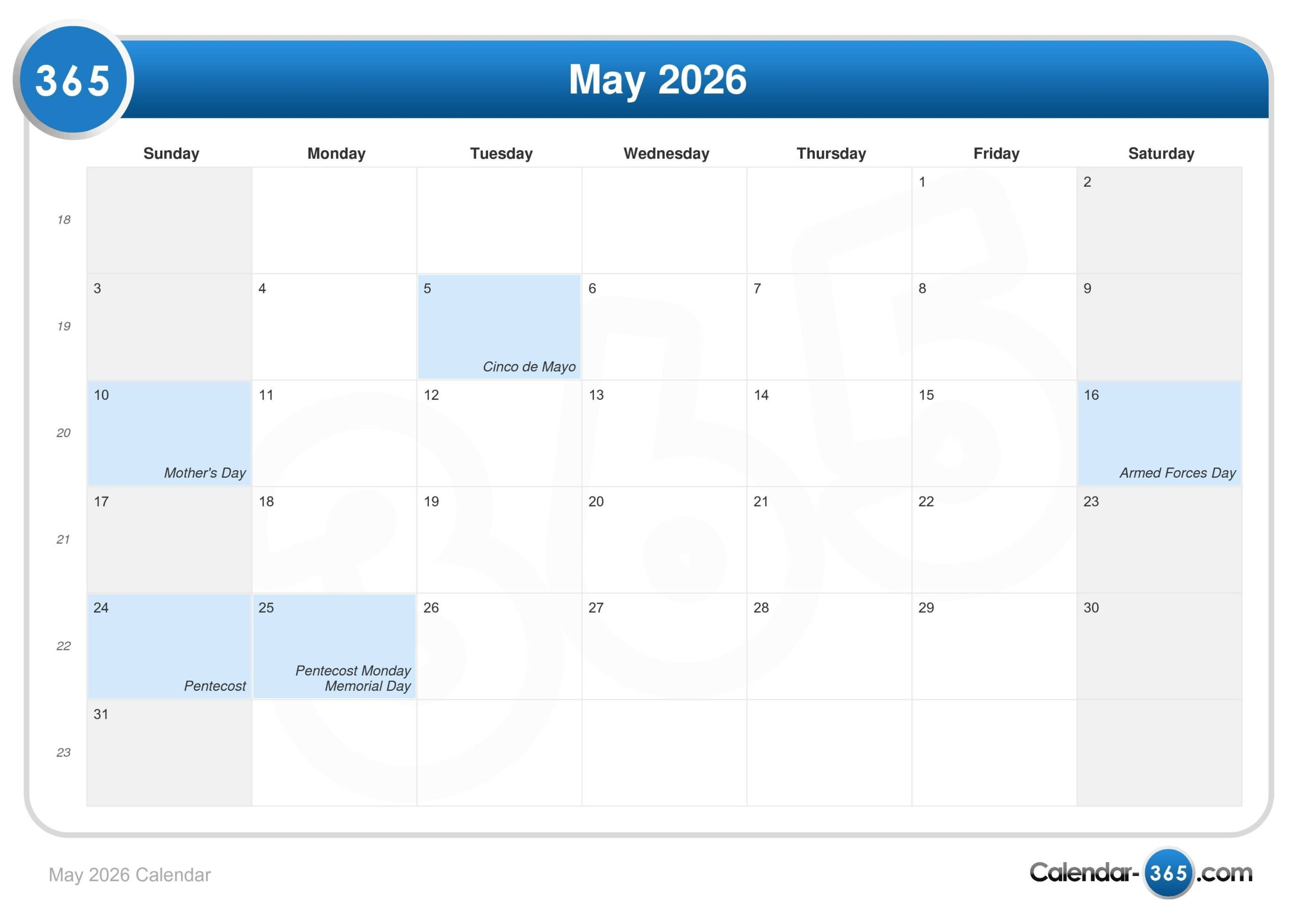National Day Calendar May 2026