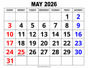 Editable Calendar May 2026