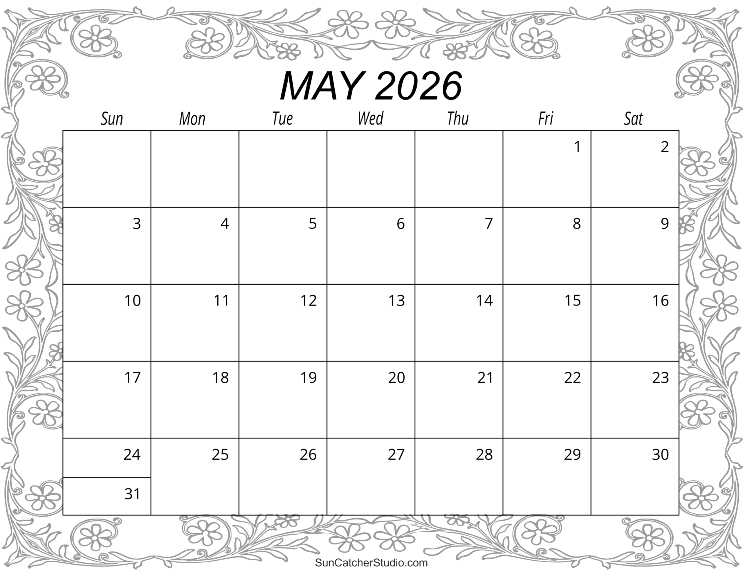May 2026 Calendar Printable Pdf