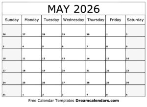 May 2026 Calendar Editable
