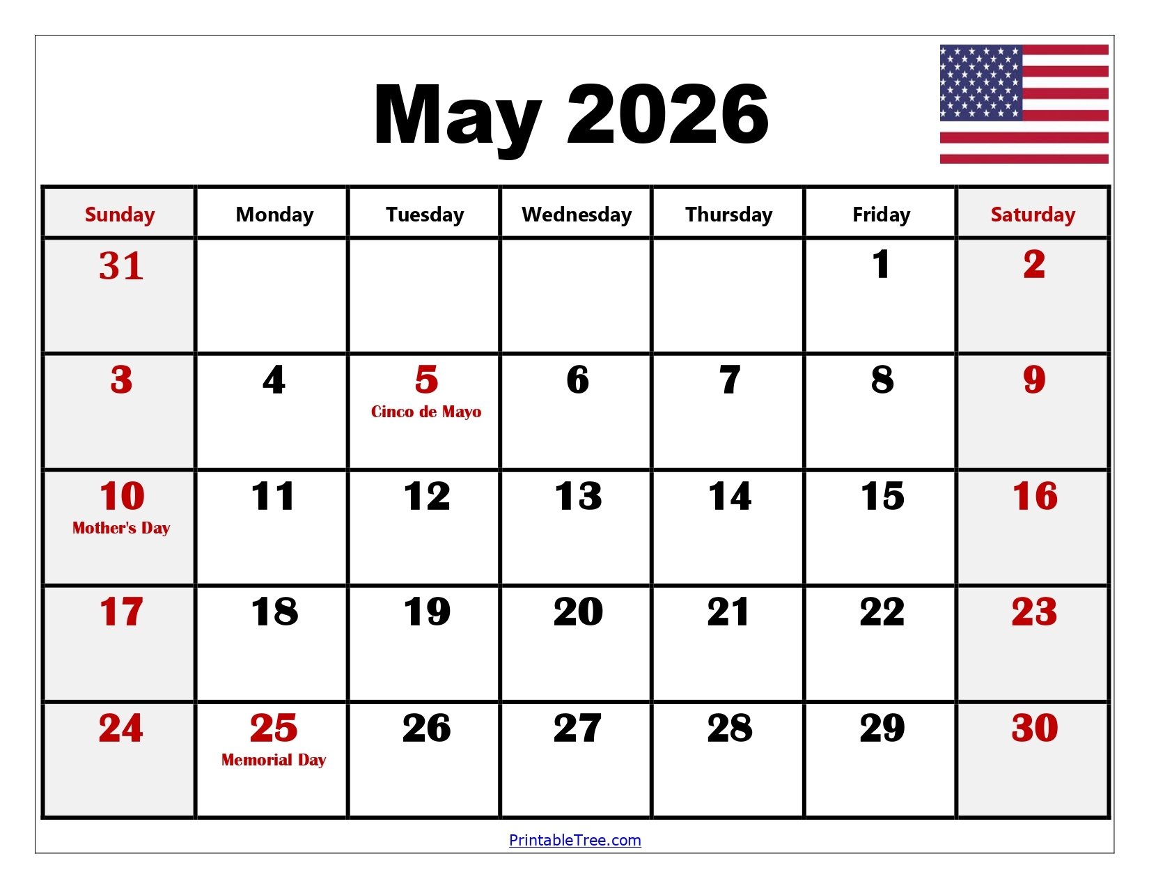 May And June 2026 Calendar With Holidays