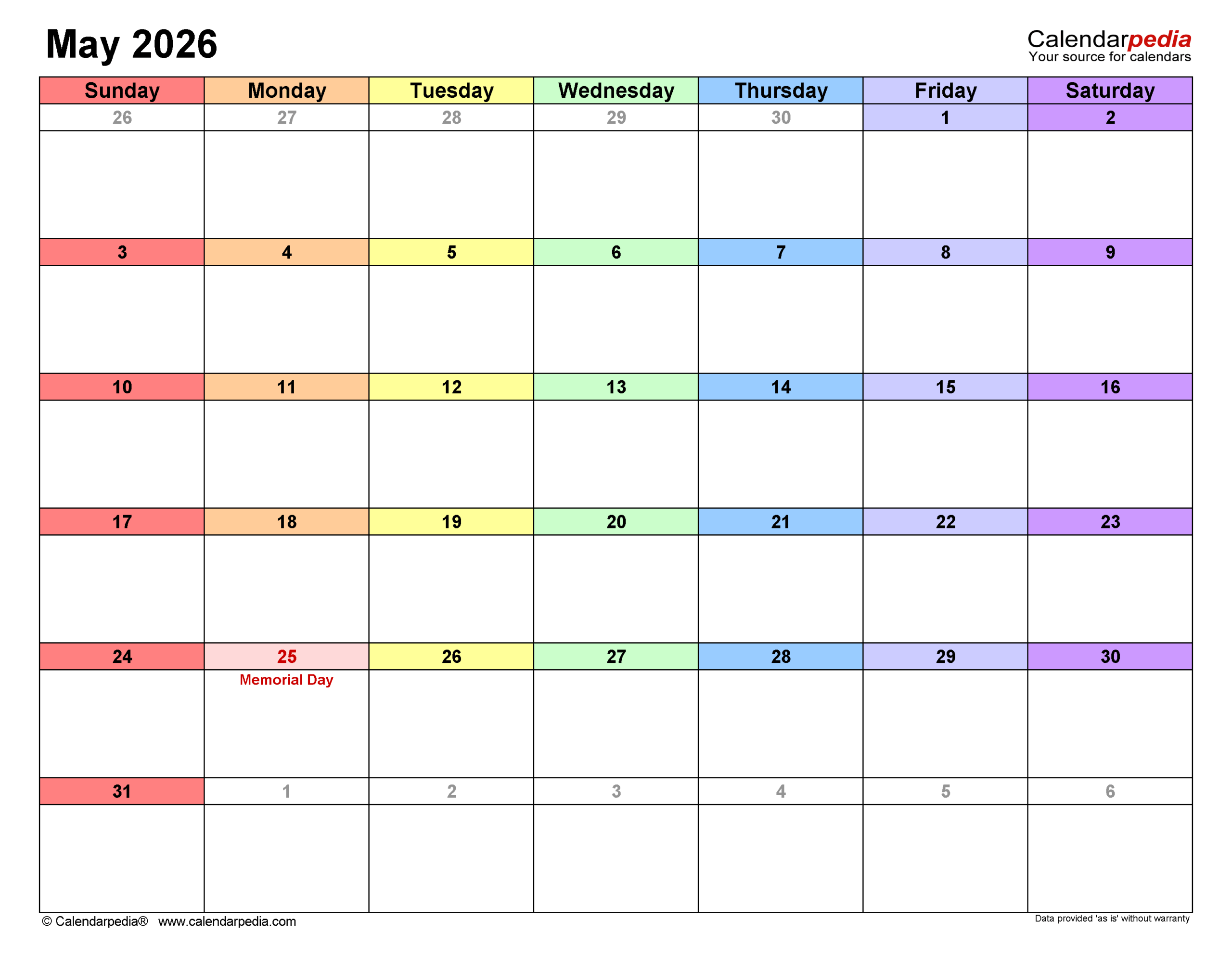 May 2026 Desktop Calender