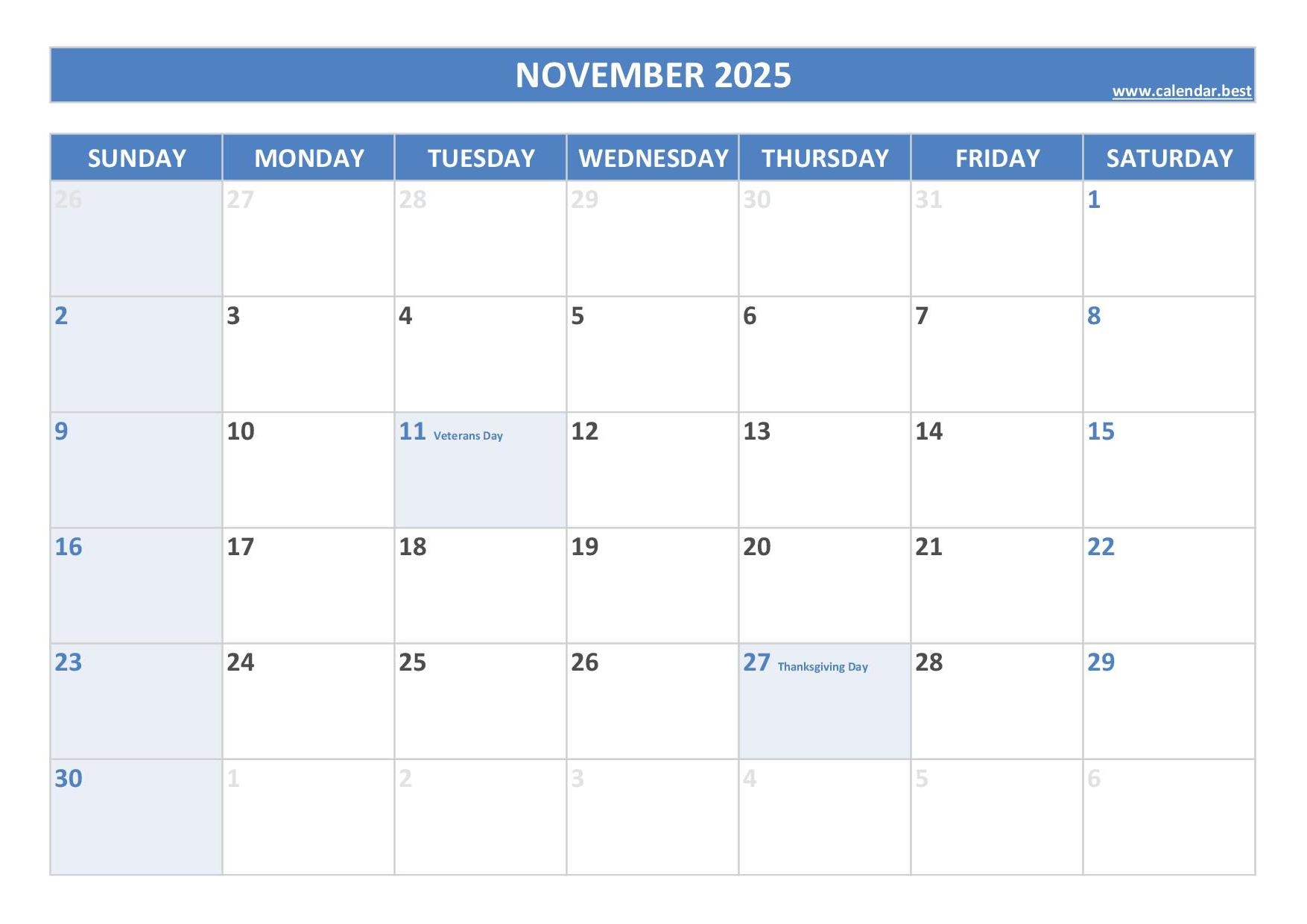 Show Me The Calendar For November 2025
