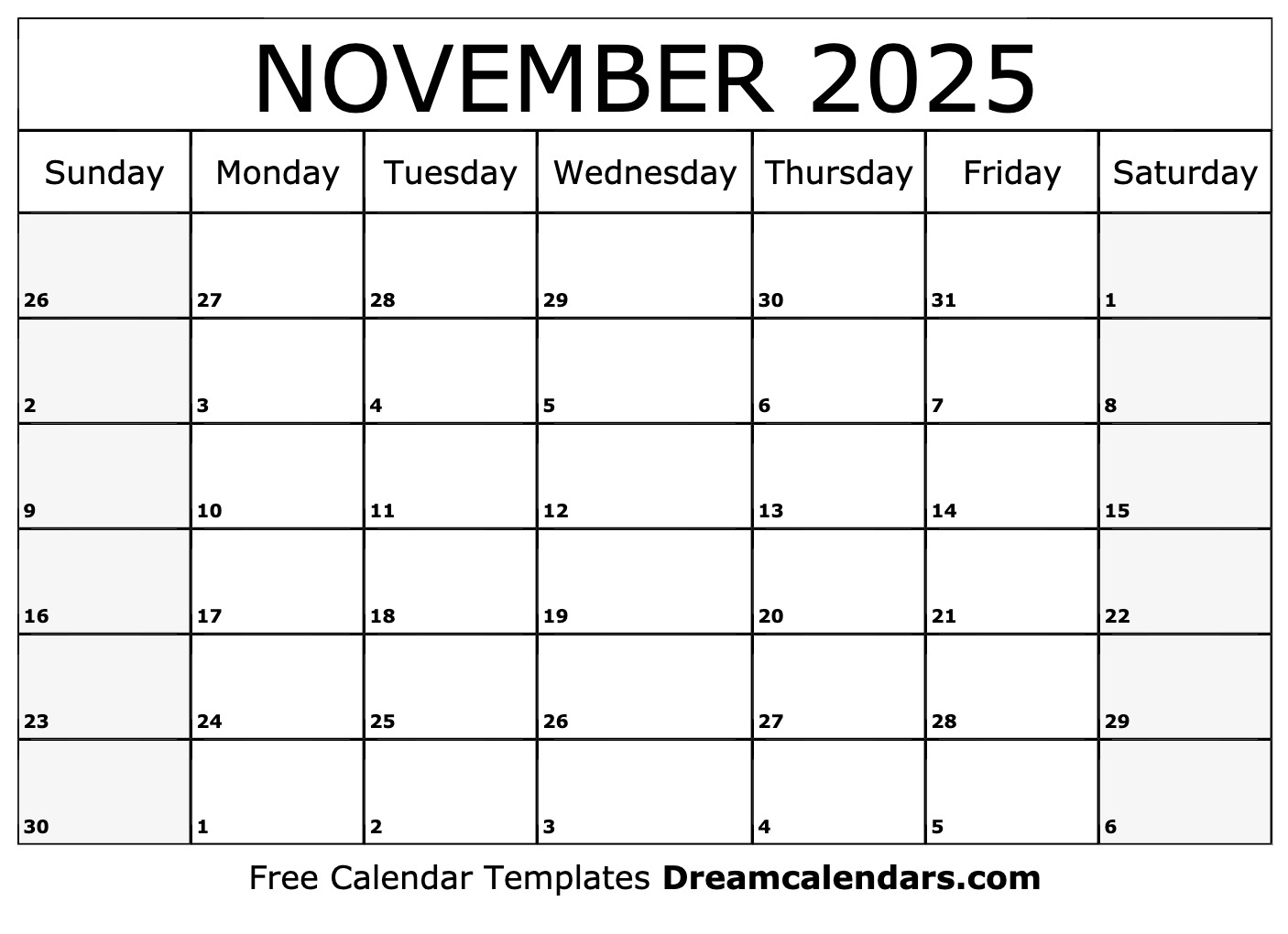 Calendar November 2025 With Holidays