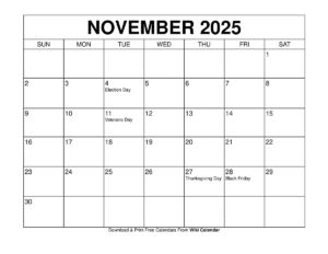 Wiki Calendar November 2025