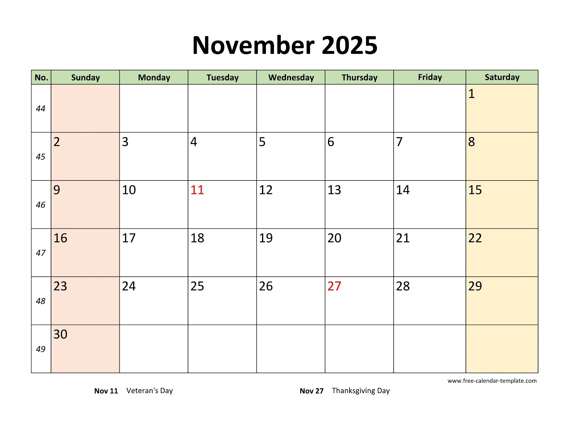 November 2025 Calendar With Lines