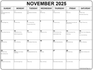 National Calendar Day November 2025