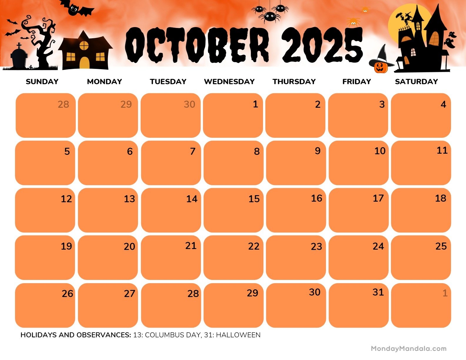 Show Me October 2025 Calendar