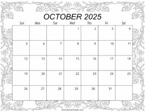 October 2025 Printable Calendar Free