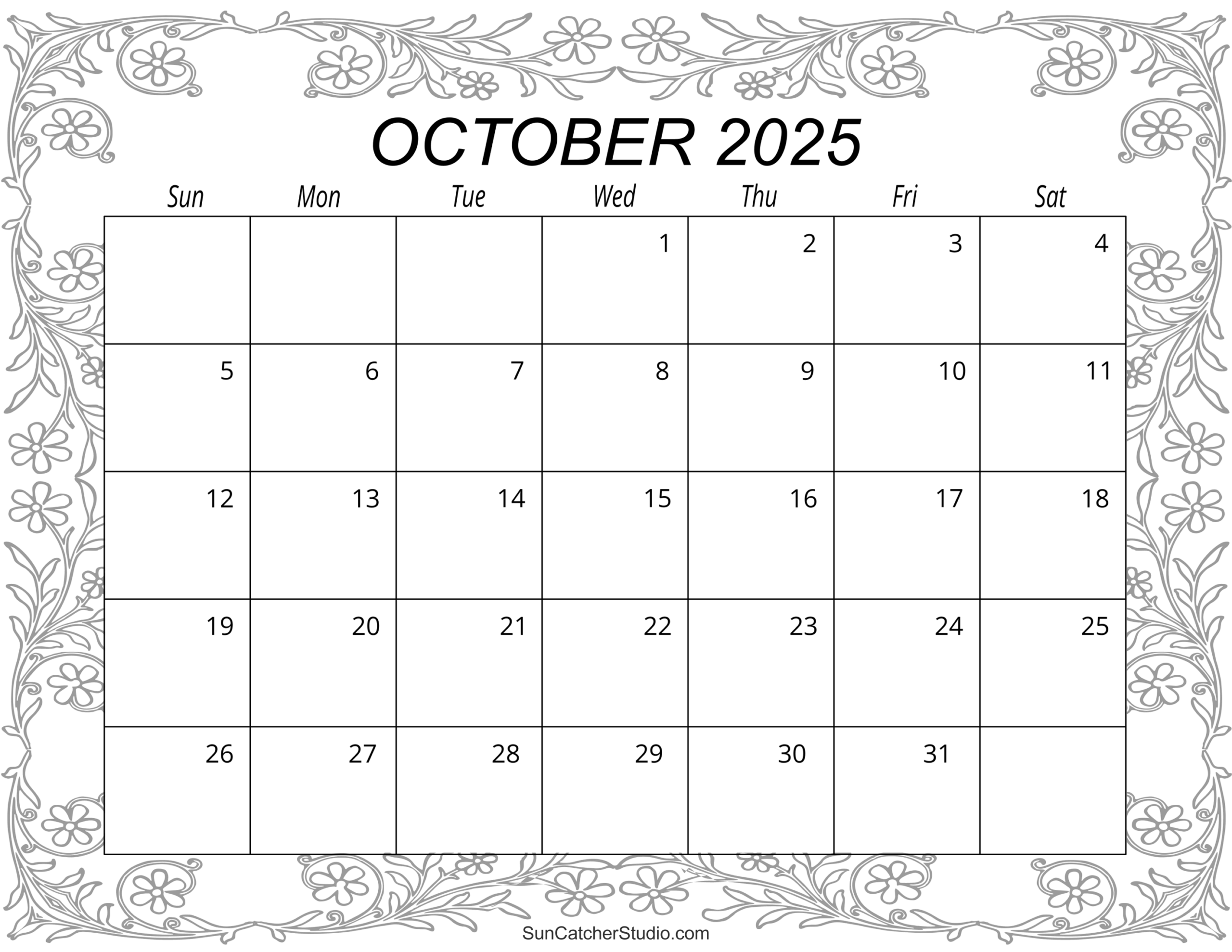 October 2025 Calendar Free Printable Free Printables