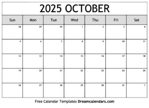 Free October 2025 Printable Calendar