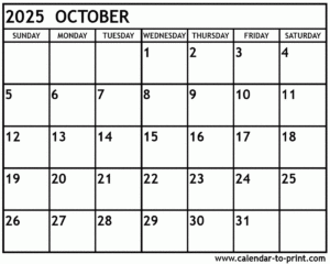 Calendar Of October 2025