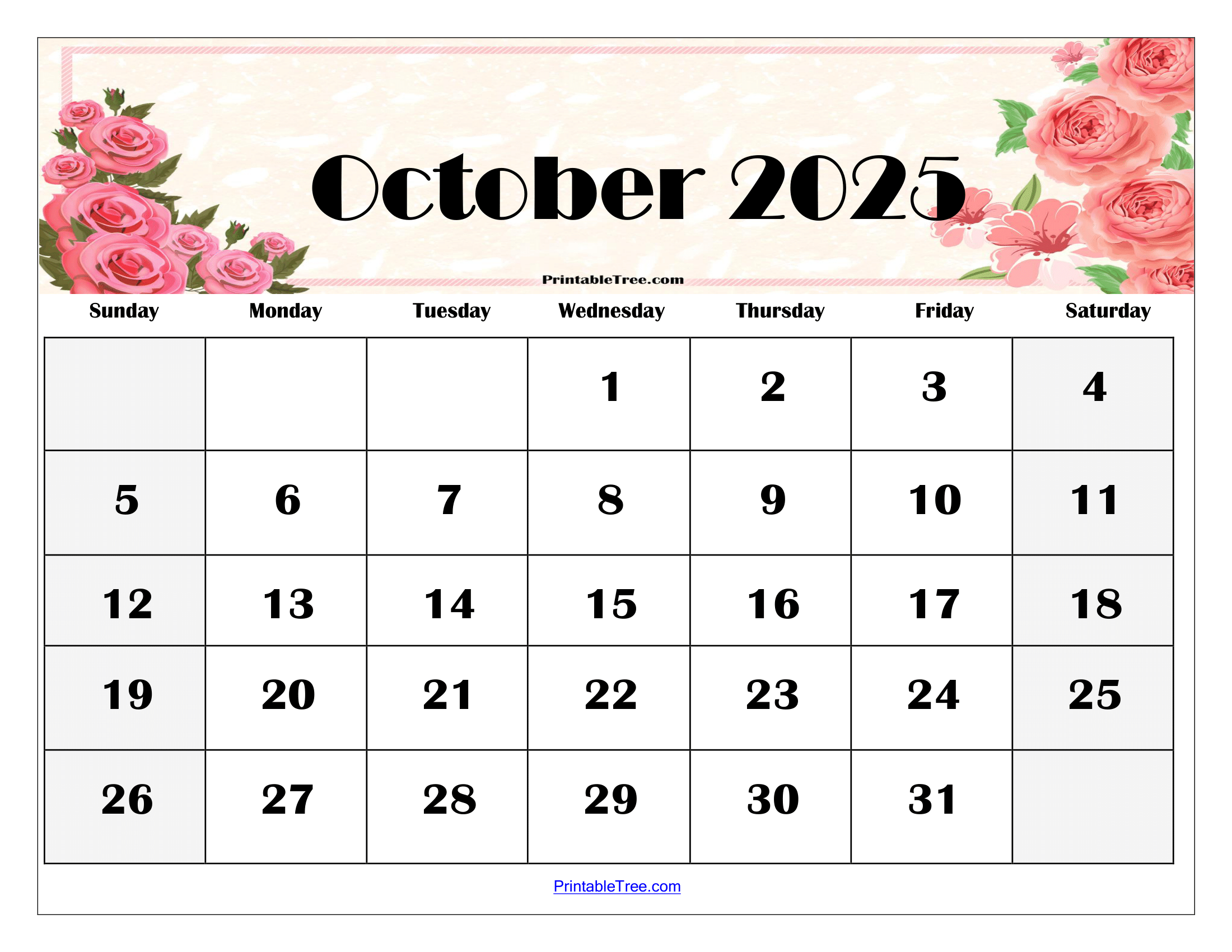 October 2025 Calender