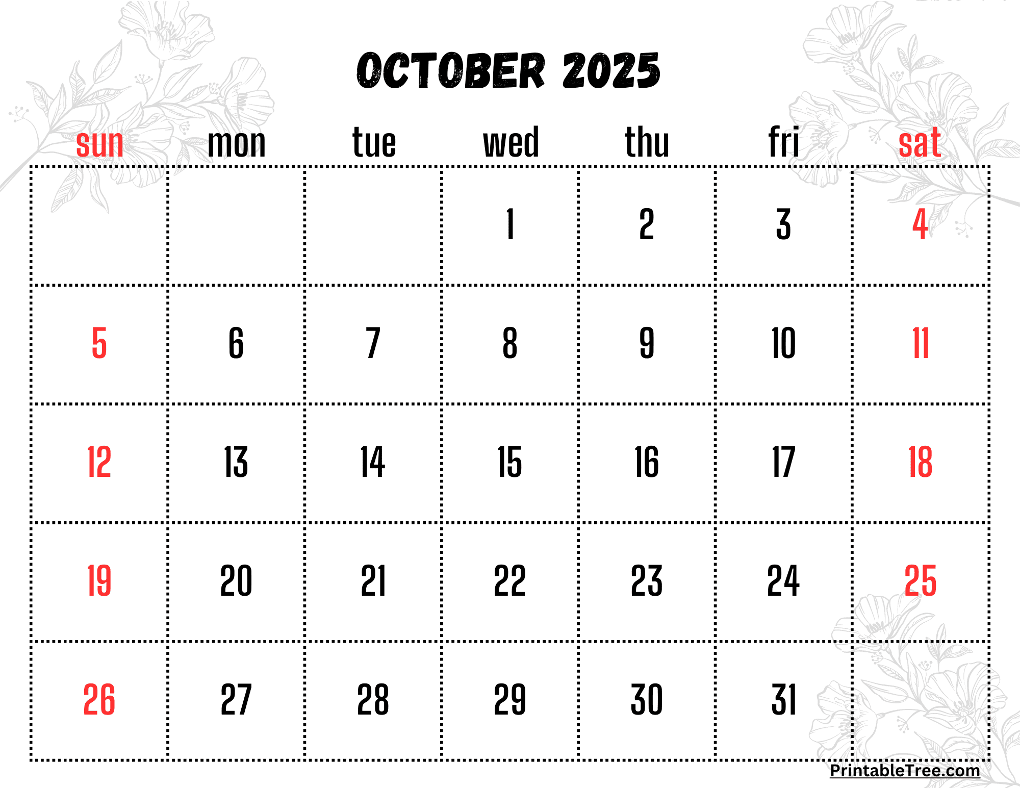 Online Calendar October 2025