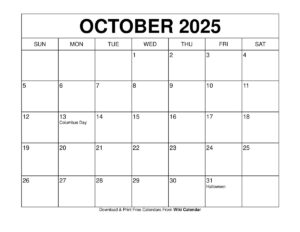 Wiki Calendar October 2025
