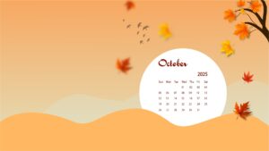 October 2025 Calendar Desktop Wallpaper