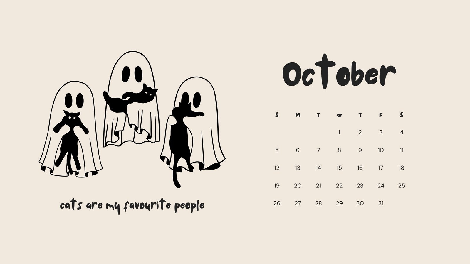 October 2025 Calendar Wallpaper
