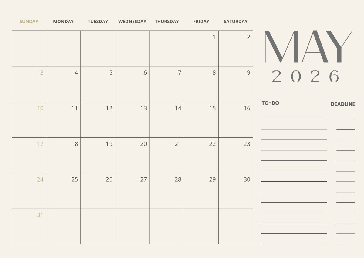 Page 2 Free May 2025 Calendar Templates To Edit Online