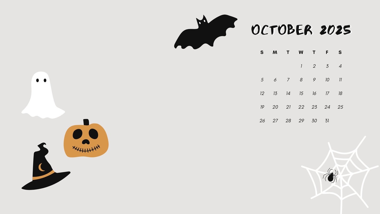 October 2025 Calendar Desktop Wallpaper
